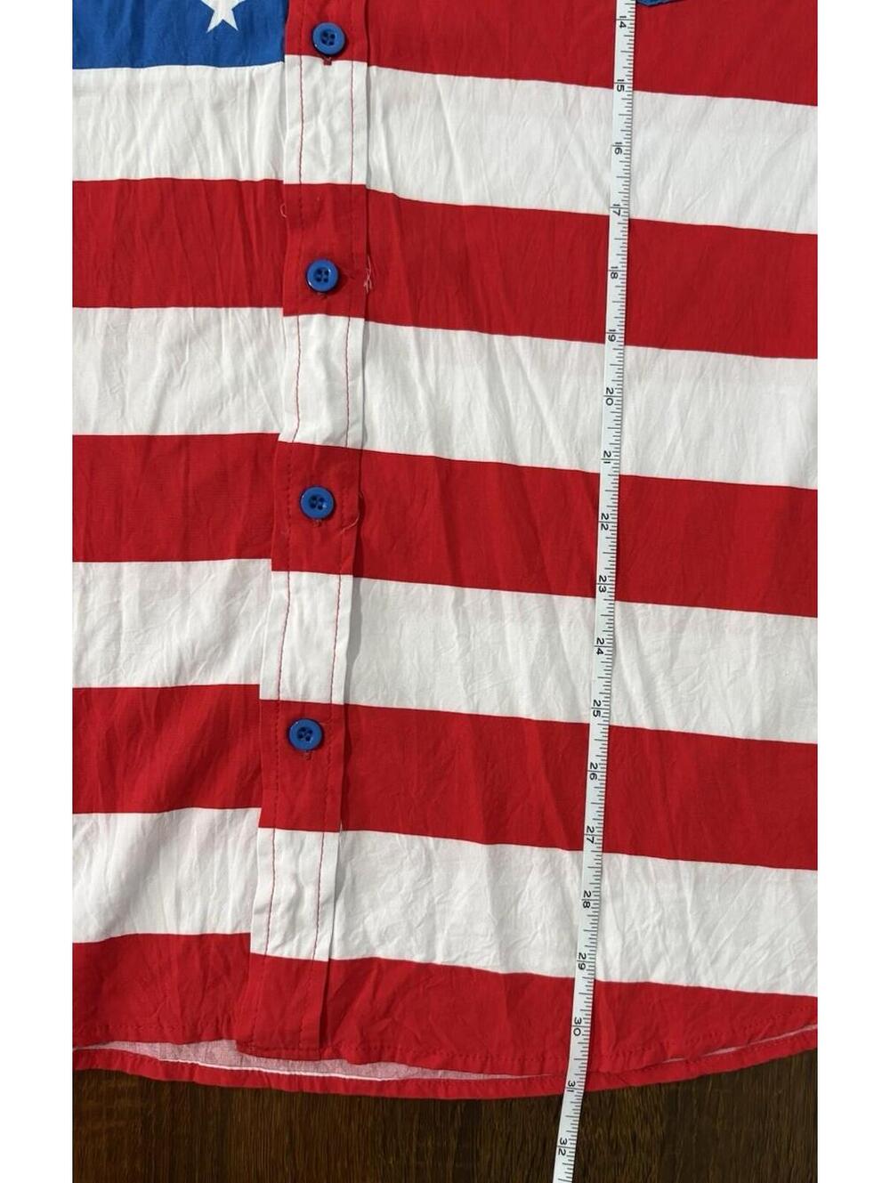 Tipsy Elves Large American Flag Button Down Shirt Memorial Day Fourth of July - Picture 9 of 10